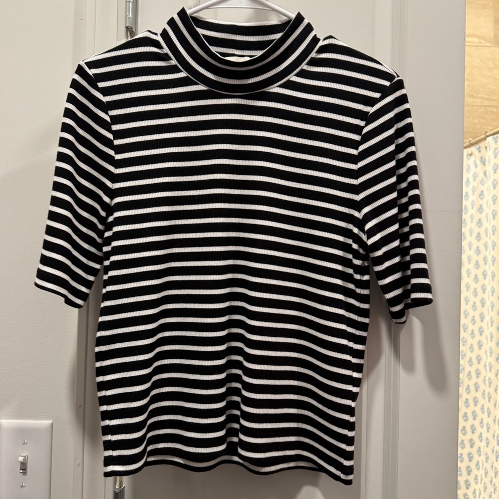 Black and White Striped Women's Top